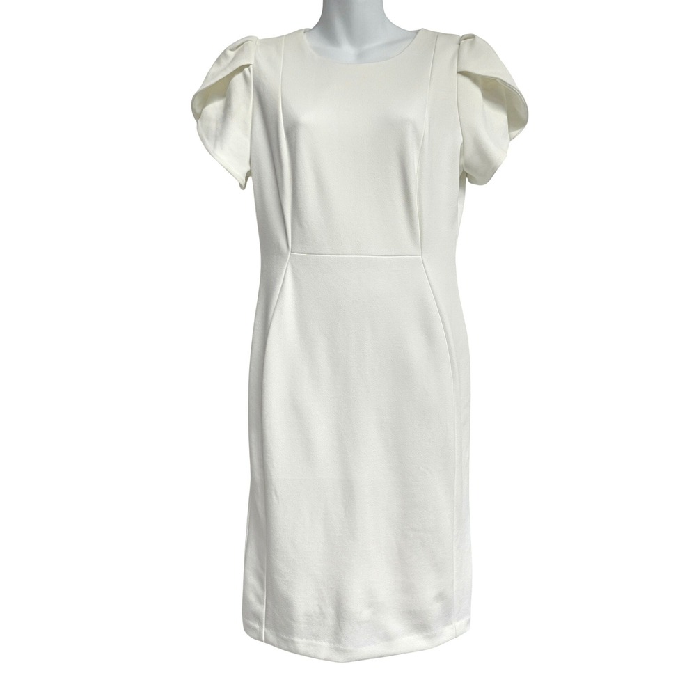 Calvin Klein Womens Cream White Tulip Sleeve Sheath Dress CD2C11TD Size 8